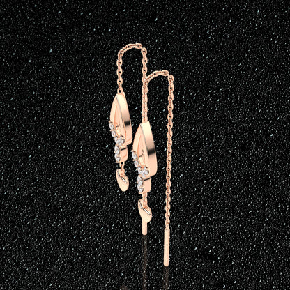 Pear Rose gold Sui Dhaga 925 silver Earring