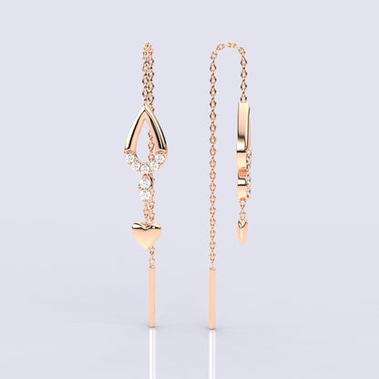 Pear Rose gold Sui Dhaga 925 silver Earring