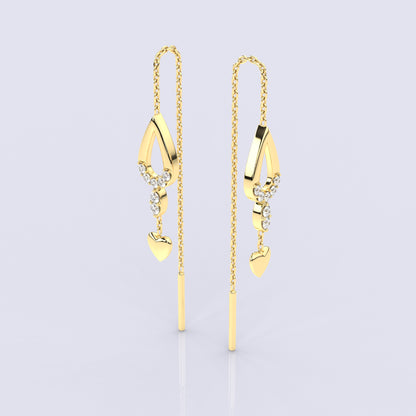 Pear Yellow gold  Sui Dhaga 925 silver Earring