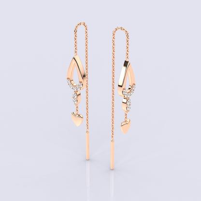 Pear Rose gold Sui Dhaga 925 silver Earring