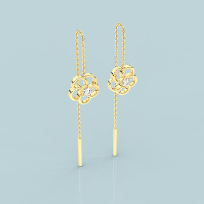 Meeri Yellow gold Sui Dhaga 925 silver Earring