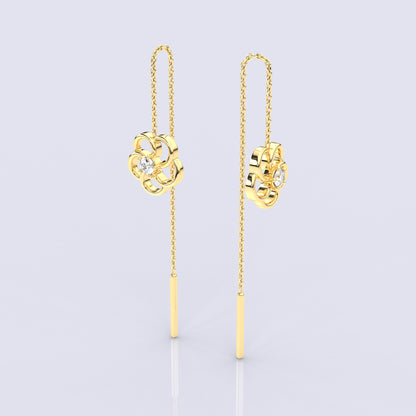 Meeri Yellow gold Sui Dhaga 925 silver Earring