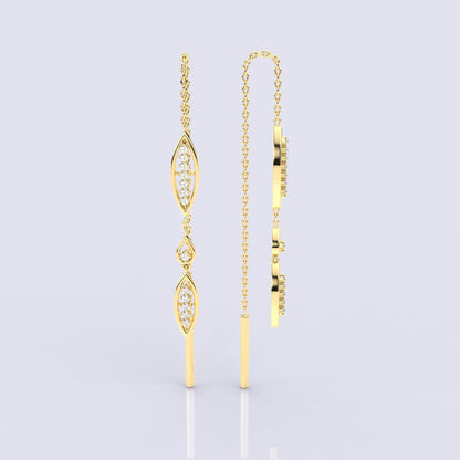 Tarlet Yellow gold Sui Dhaga 925 silver Earring