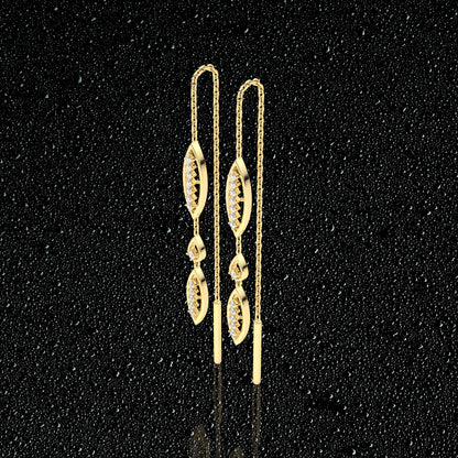 Tarlet Yellow gold Sui Dhaga 925 silver Earring