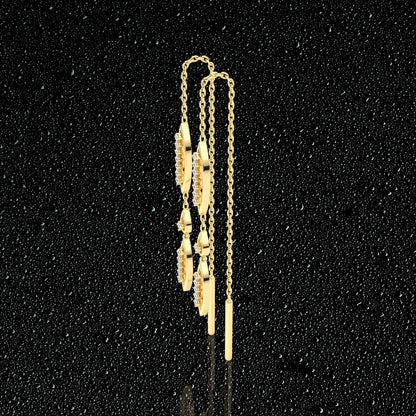 Tarlet Yellow gold Sui Dhaga 925 silver Earring