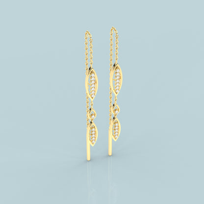 Tarlet Yellow gold Sui Dhaga 925 silver Earring