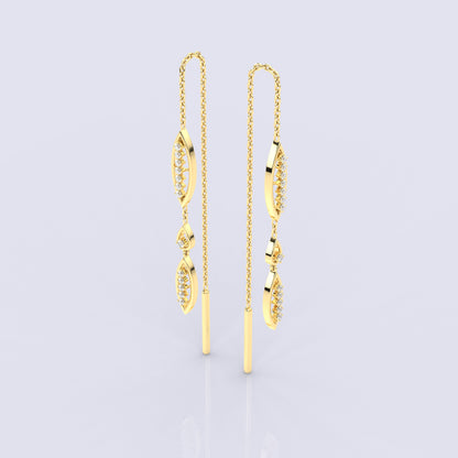 Tarlet Yellow gold Sui Dhaga 925 silver Earring