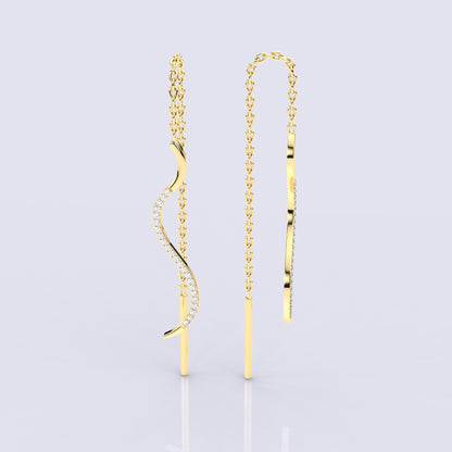 Snake Yellow gold Sui Dhaga 925 silver Earring