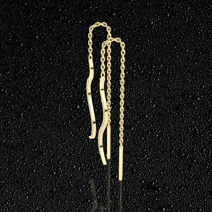 Snake Yellow gold Sui Dhaga 925 silver Earring