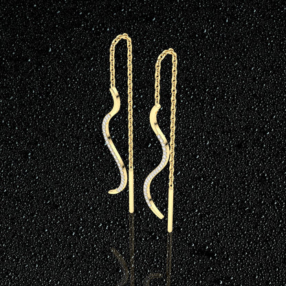 Snake Yellow gold Sui Dhaga 925 silver Earring