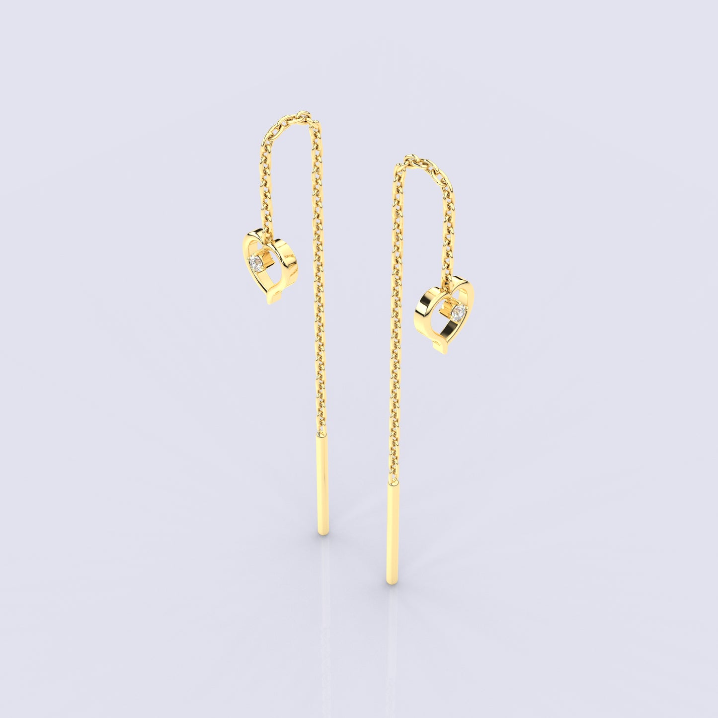 Yellow gold Heart Sui Dhaga 925 silver Earring