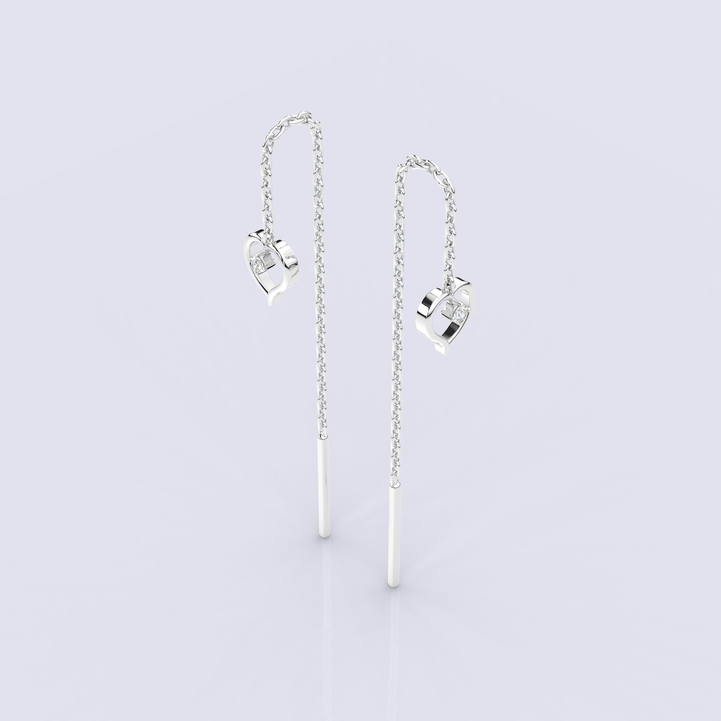 Heart shape Sui Dhaga 925 silver Earring