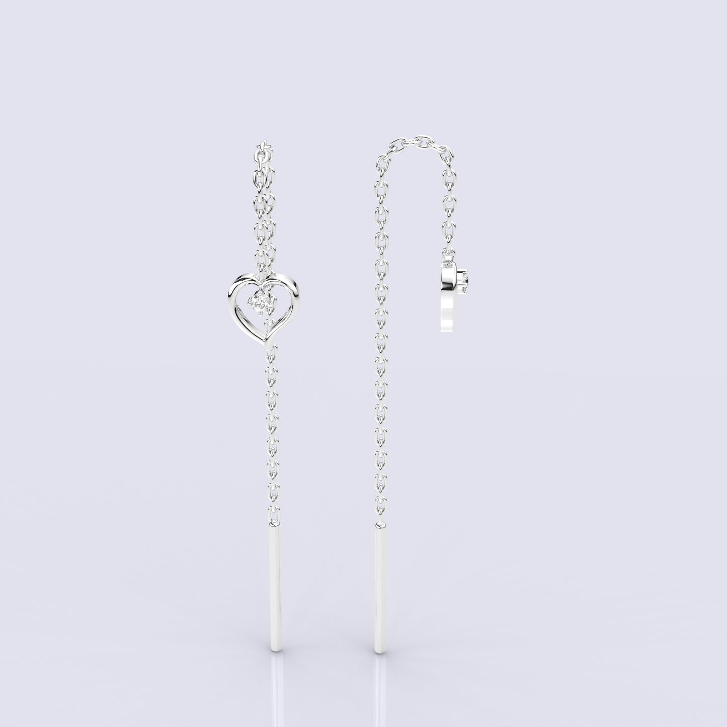 Heart shape Sui Dhaga 925 silver Earring