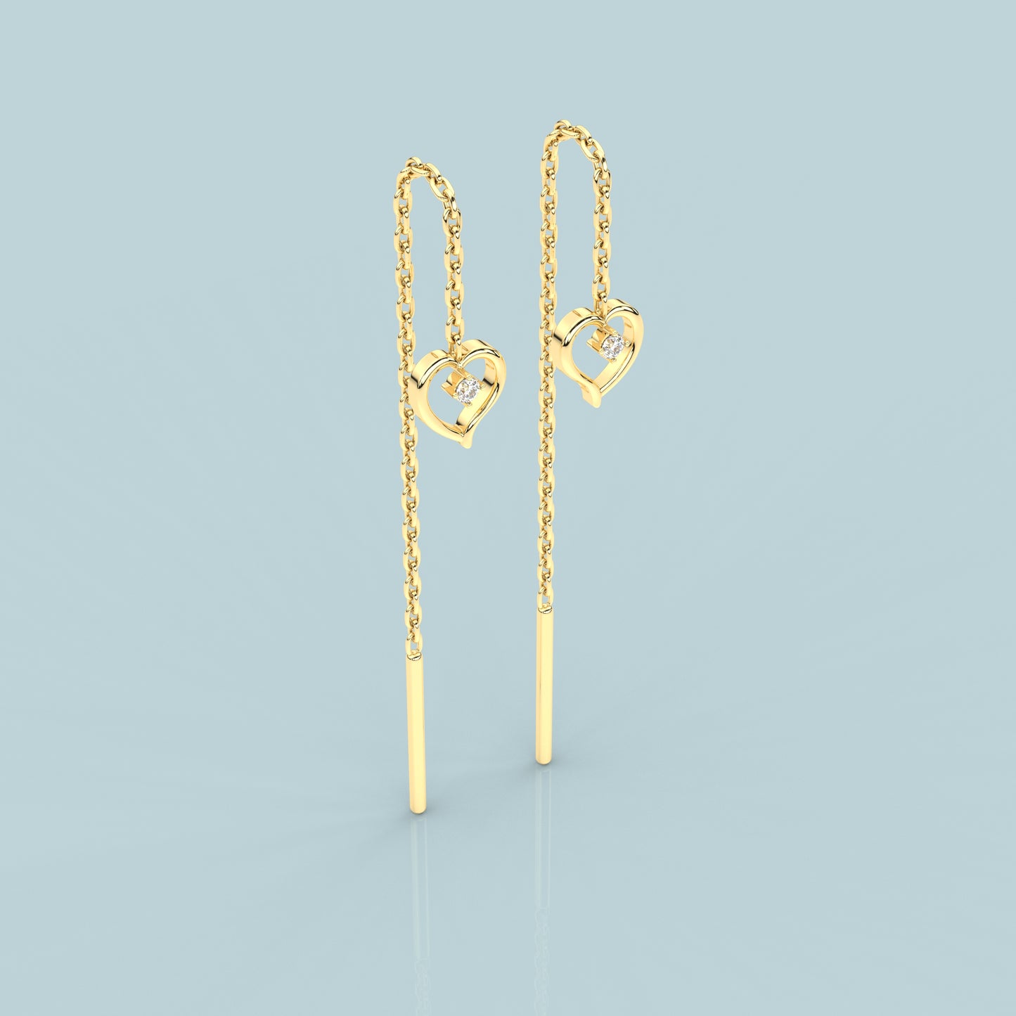 Yellow gold Heart Sui Dhaga 925 silver Earring