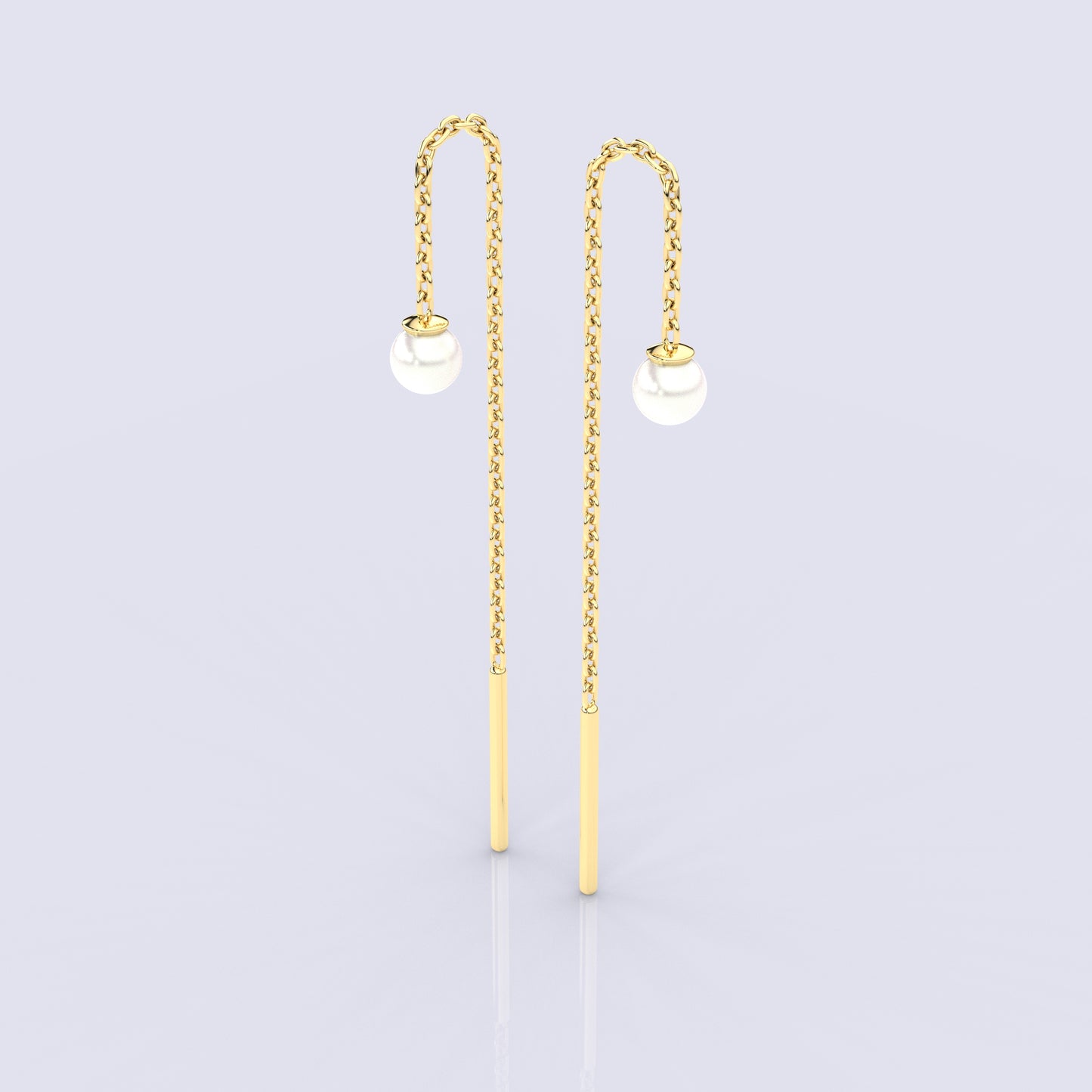 Yellow gold Pearl Sui Dhaga 925 silver Earring