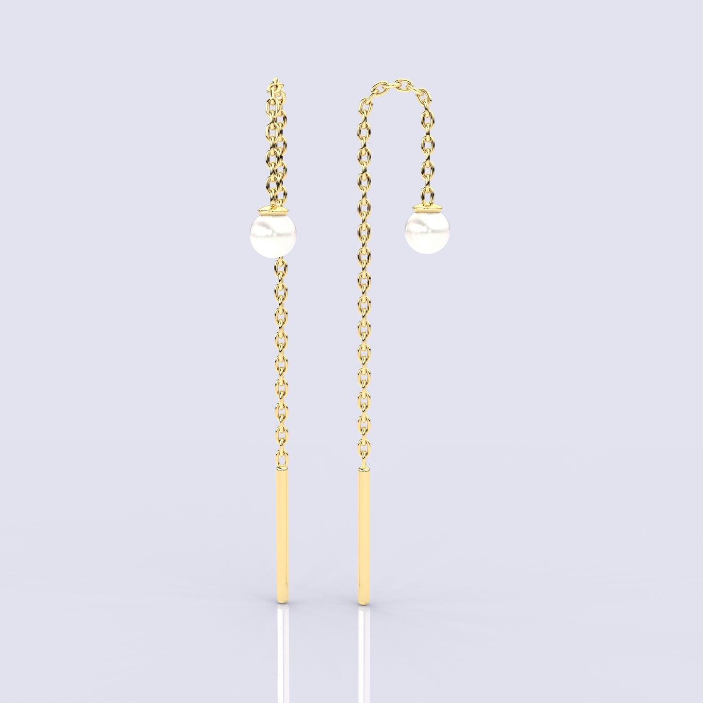 Yellow gold Pearl Sui Dhaga 925 silver Earring