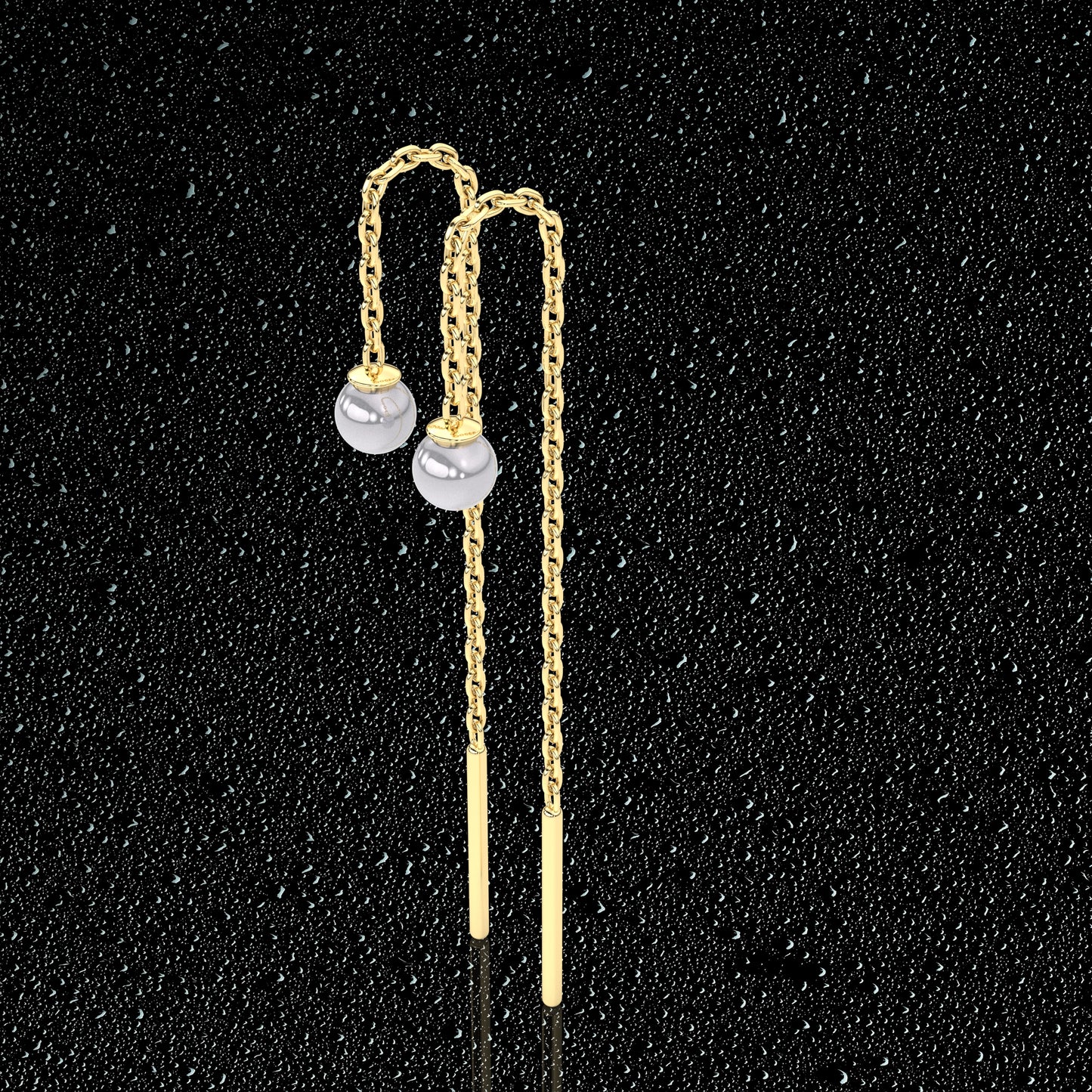 Yellow gold Pearl Sui Dhaga 925 silver Earring