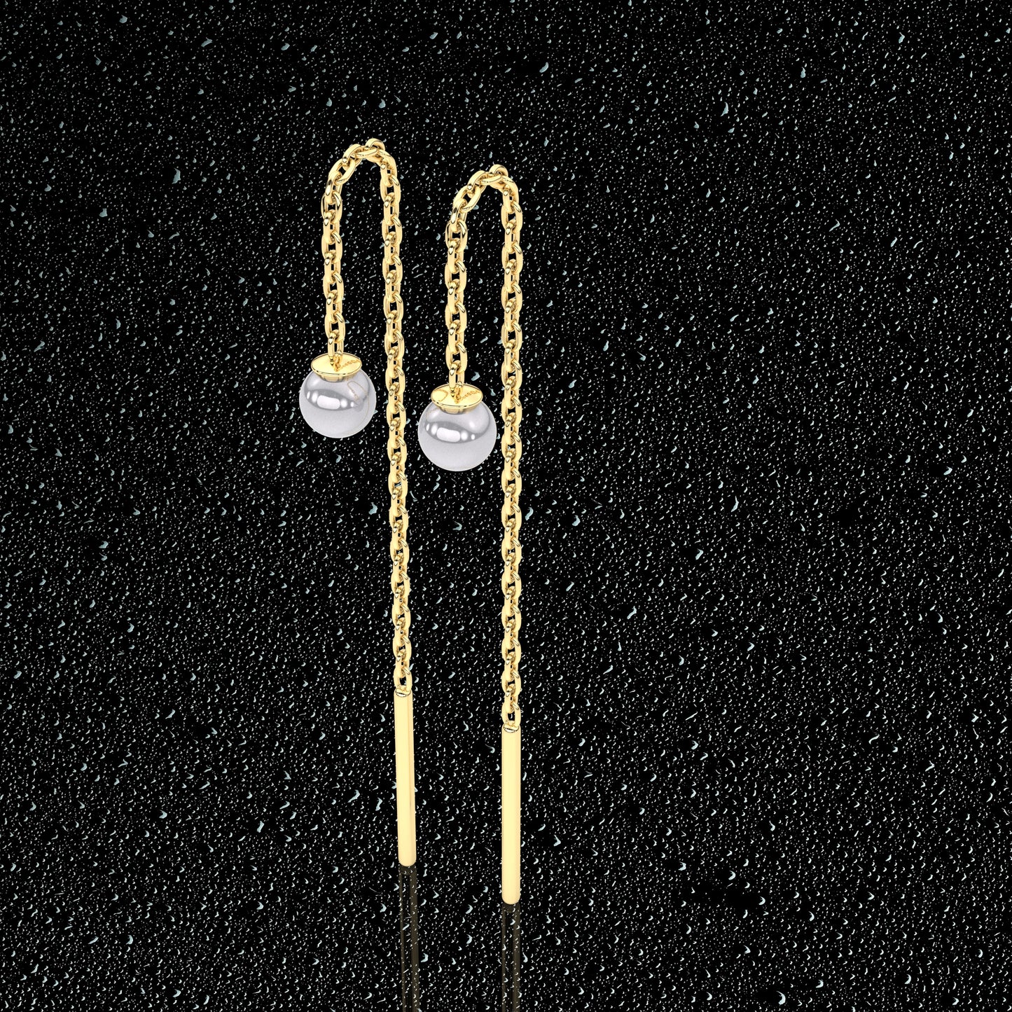 Yellow gold Pearl Sui Dhaga 925 silver Earring