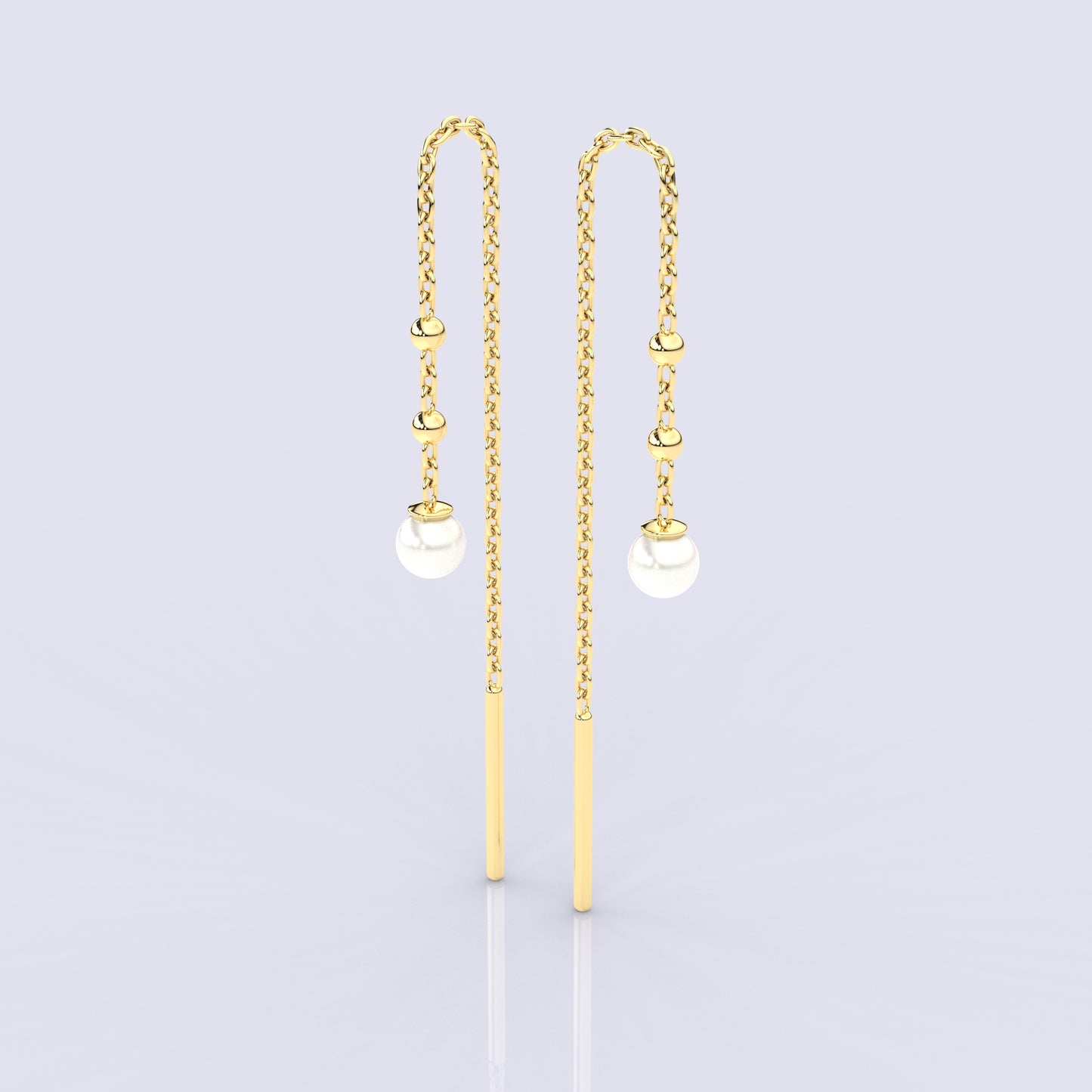 Love Yellow gold Pearl Sui Dhaga 925 silver Earring