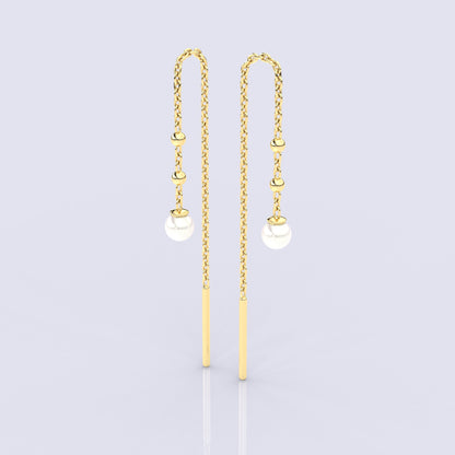 Love Yellow gold Pearl Sui Dhaga 925 silver Earring