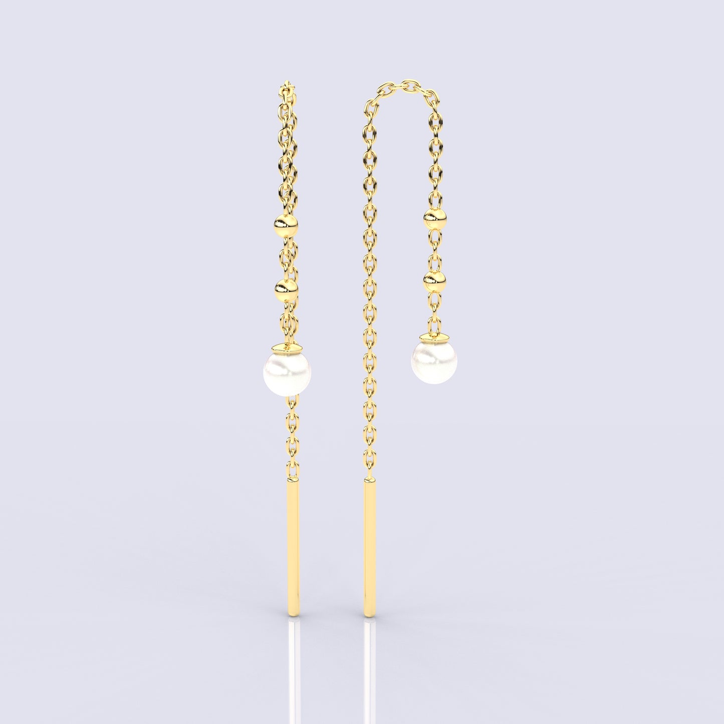 Love Yellow gold Pearl Sui Dhaga 925 silver Earring