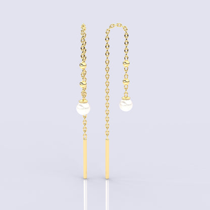 Love Yellow gold Pearl Sui Dhaga 925 silver Earring