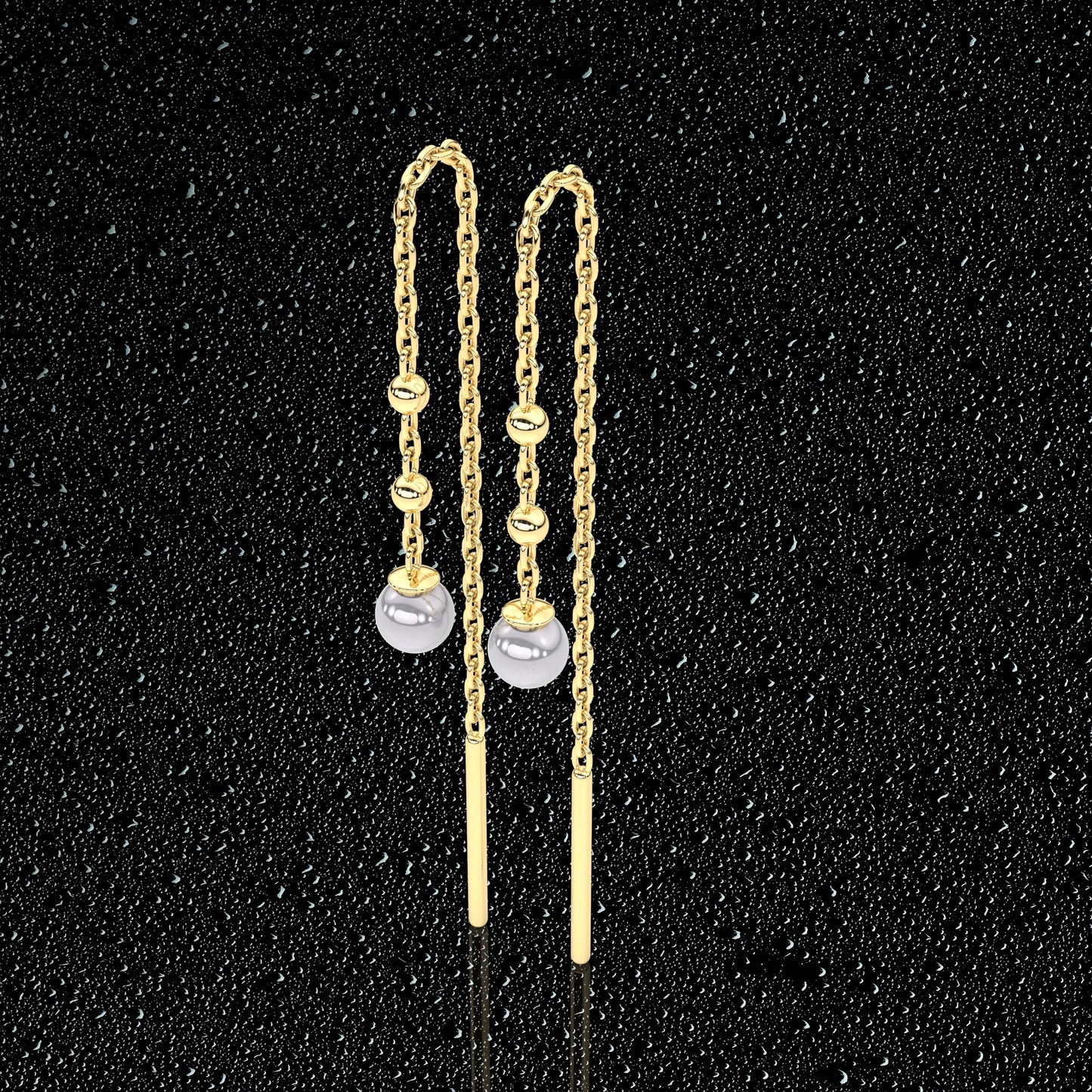 Love Yellow gold Pearl Sui Dhaga 925 silver Earring