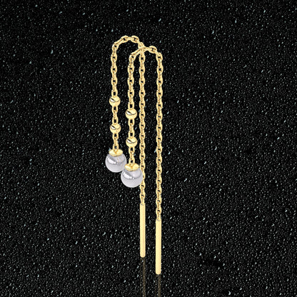 Love Yellow gold Pearl Sui Dhaga 925 silver Earring