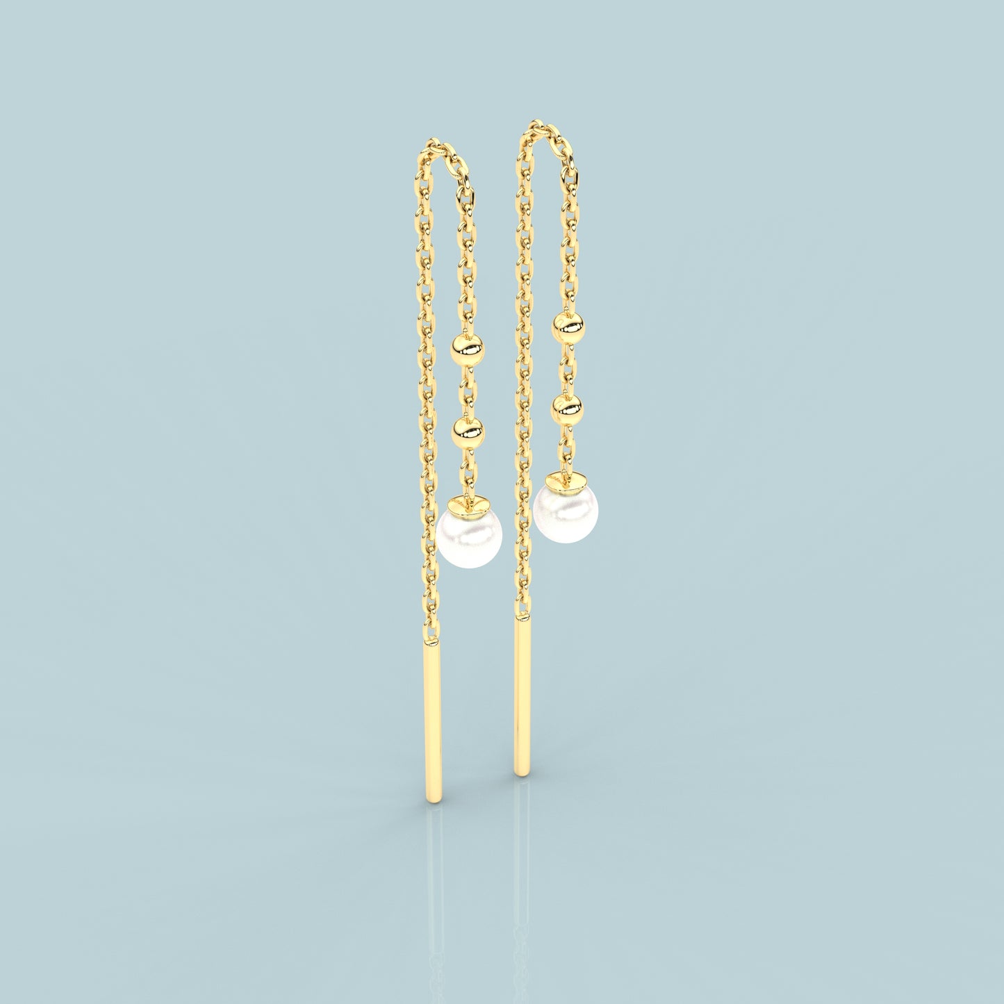 Love Yellow gold Pearl Sui Dhaga 925 silver Earring