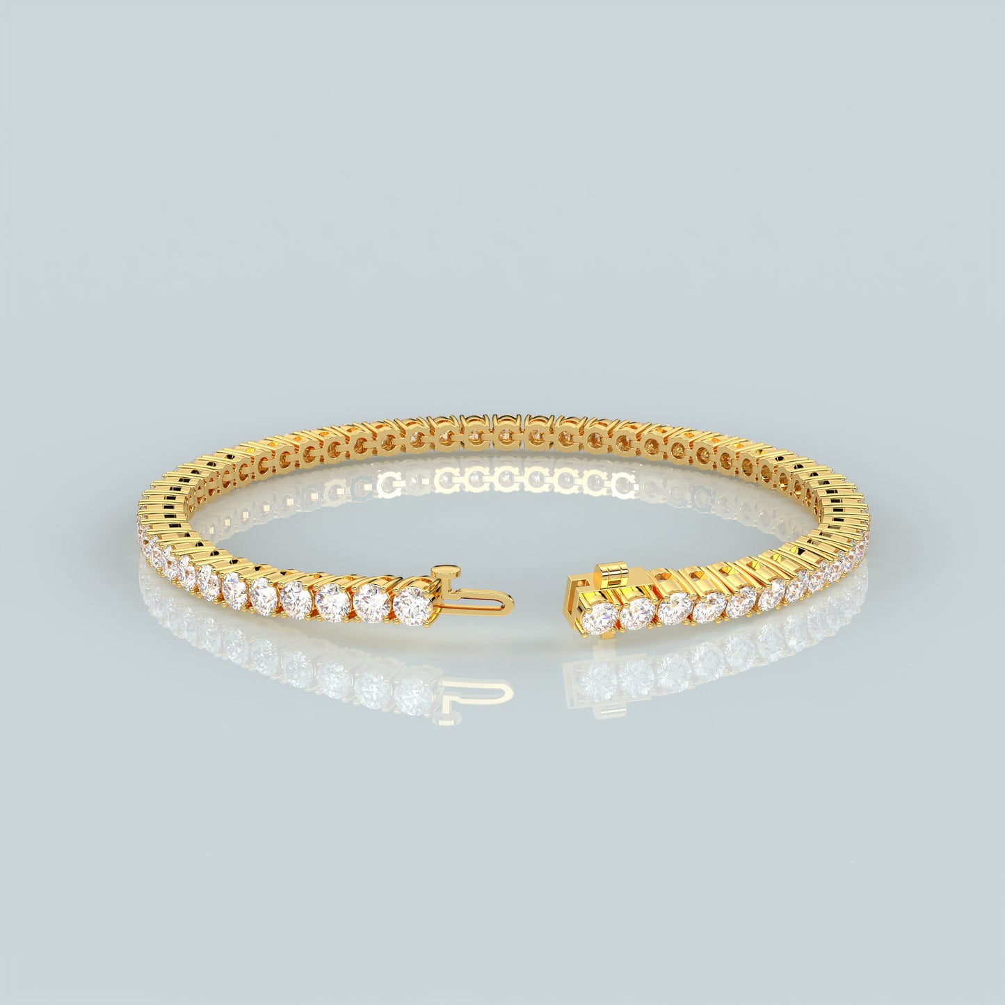 Round 925 Sterling Silver Gold Plated Bracelet