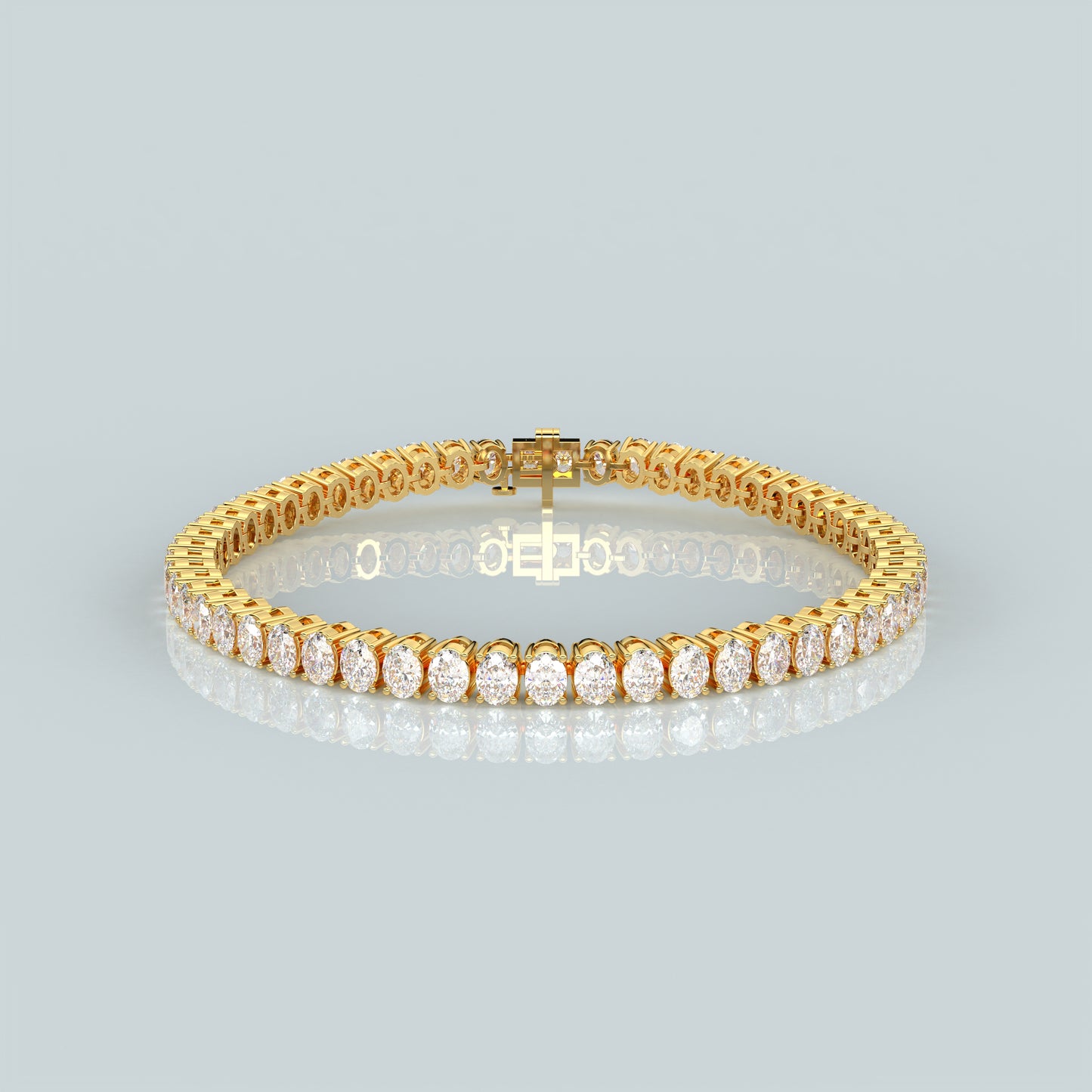 Oval 925 Sterling Silver Gold Plated Bracelet