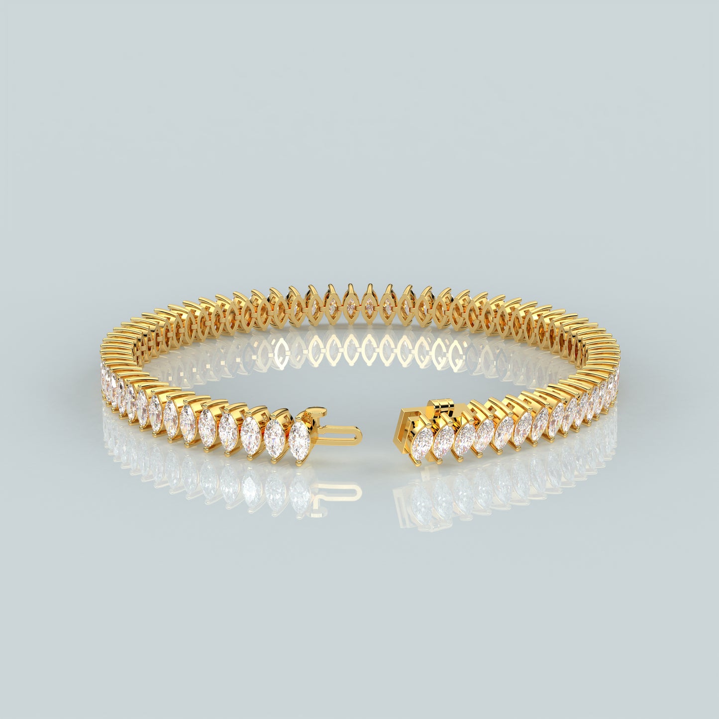 Marquise 925 Sterling Silver Gold Plated Bracelet