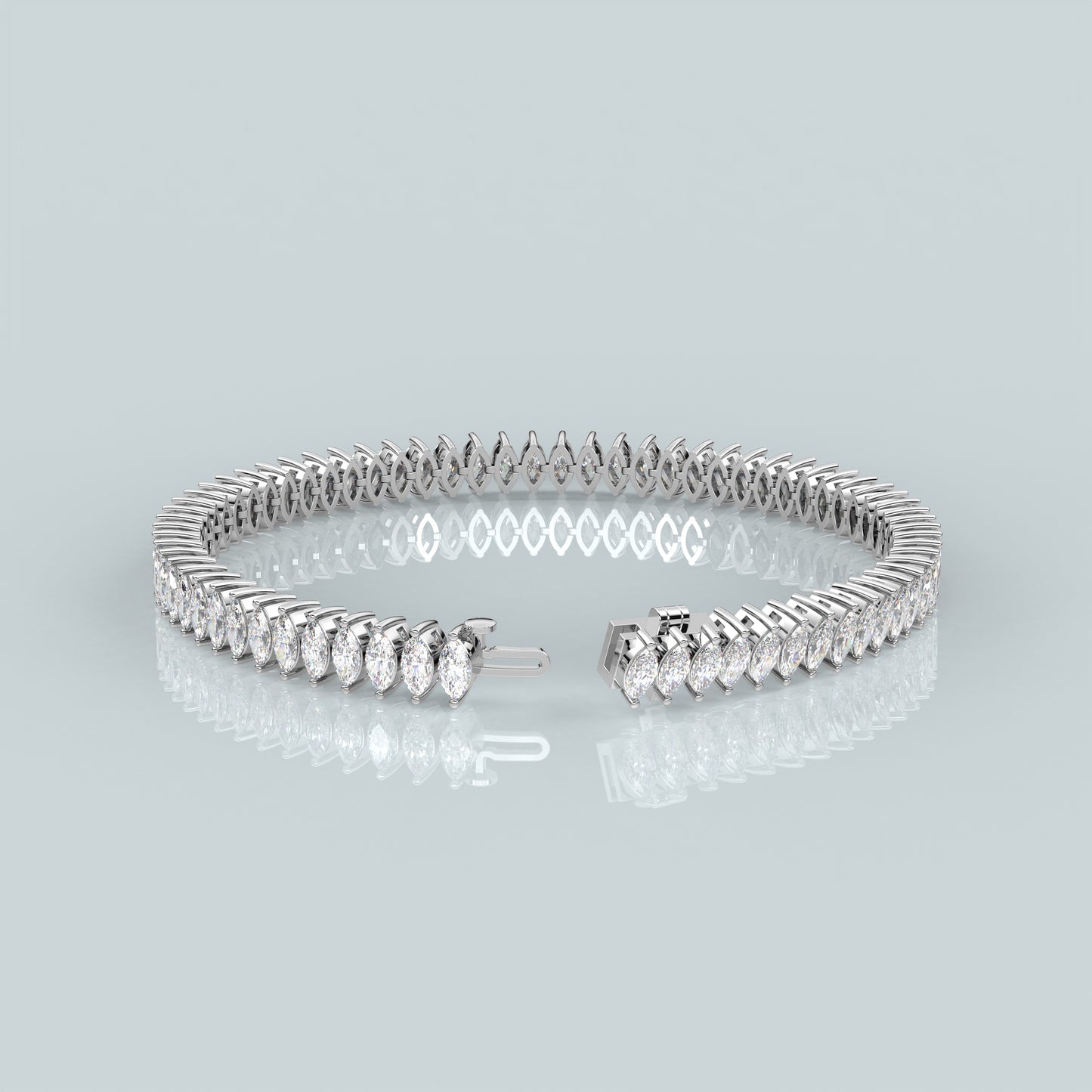 Marquise 925 Sterling Silver Gold Plated Bracelet