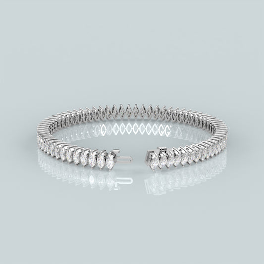 Marquise 925 Sterling Silver Gold Plated Bracelet