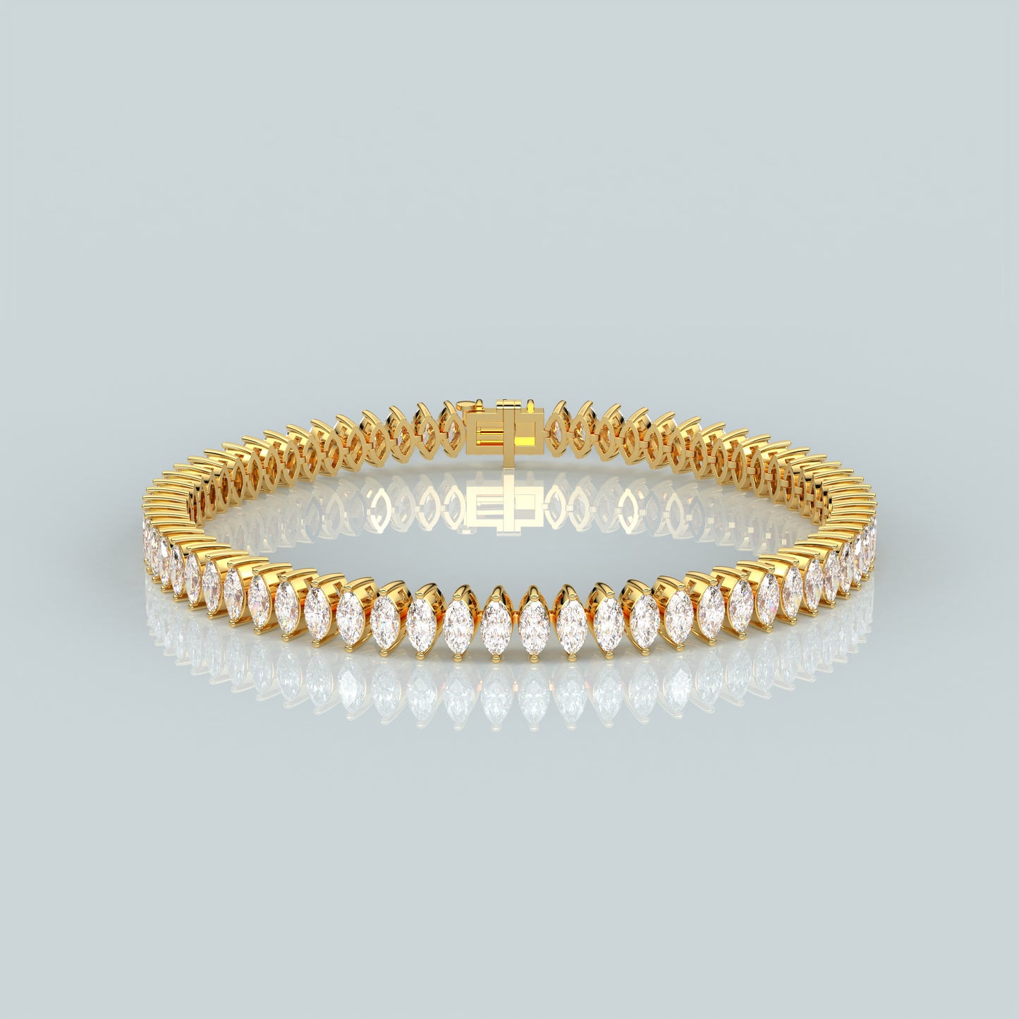 Marquise 925 Sterling Silver Gold Plated Bracelet