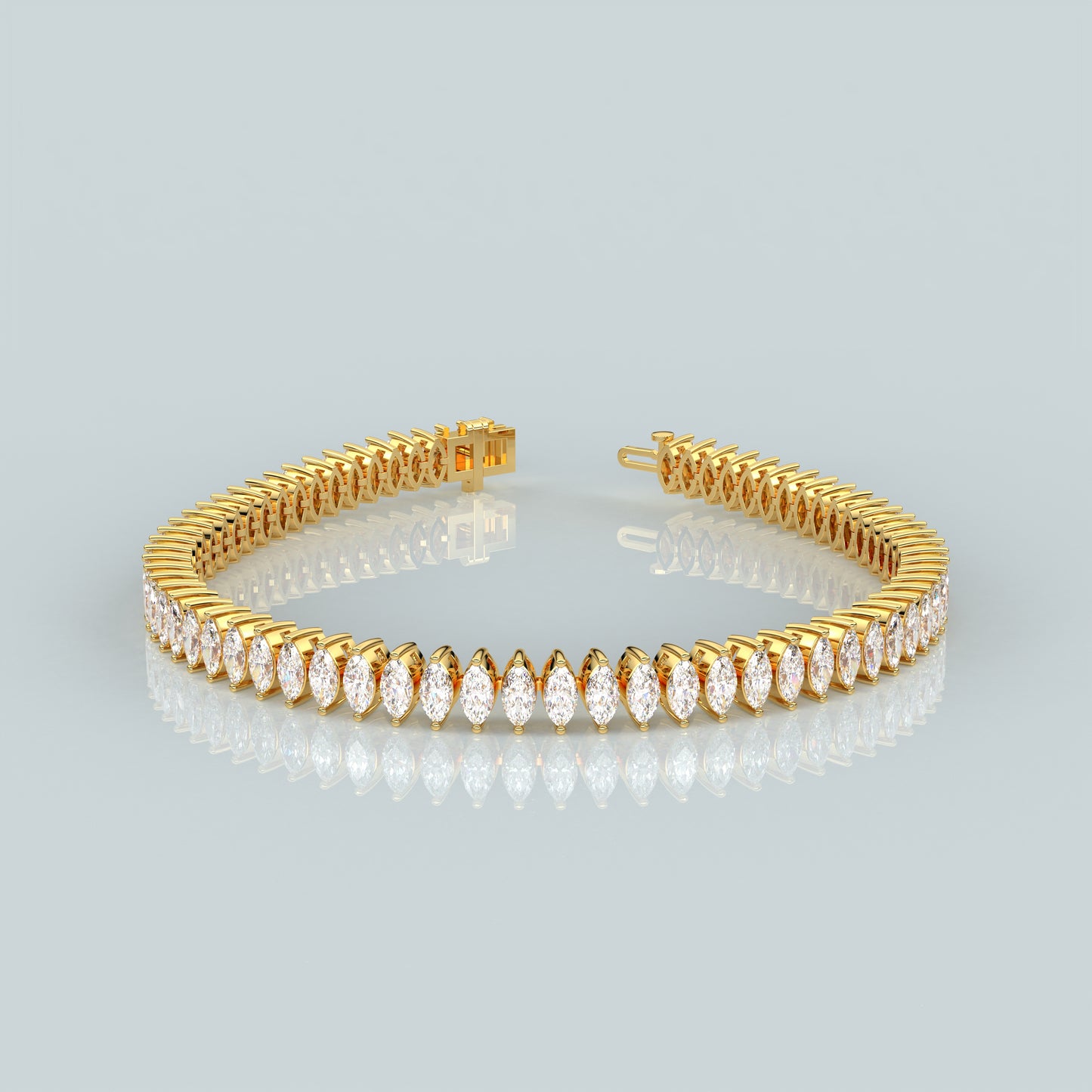 Marquise 925 Sterling Silver Gold Plated Bracelet