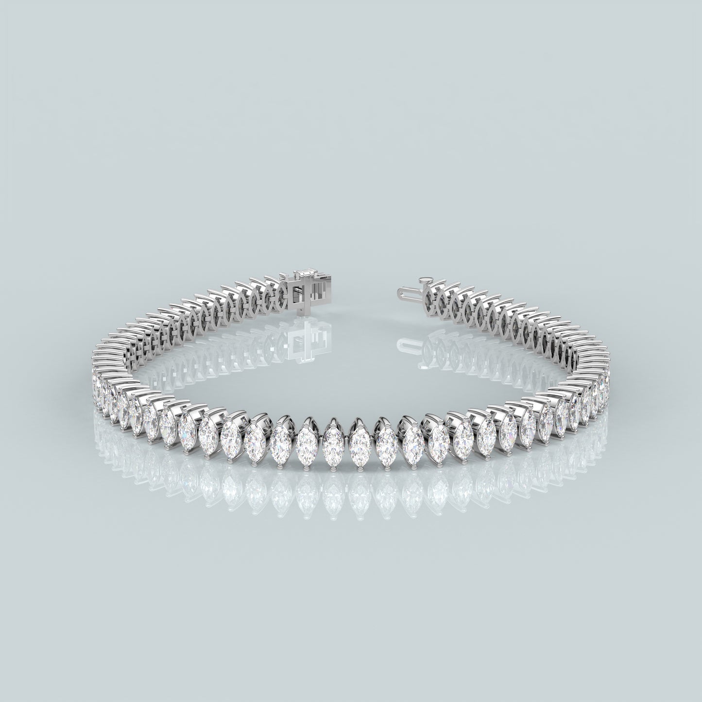 Marquise 925 Sterling Silver Gold Plated Bracelet