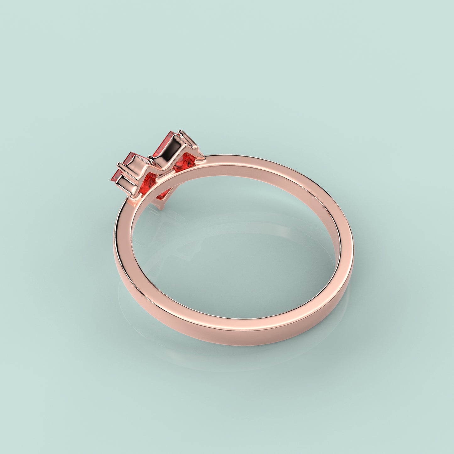 Rose gold Pink Heart 925 Silver Ring