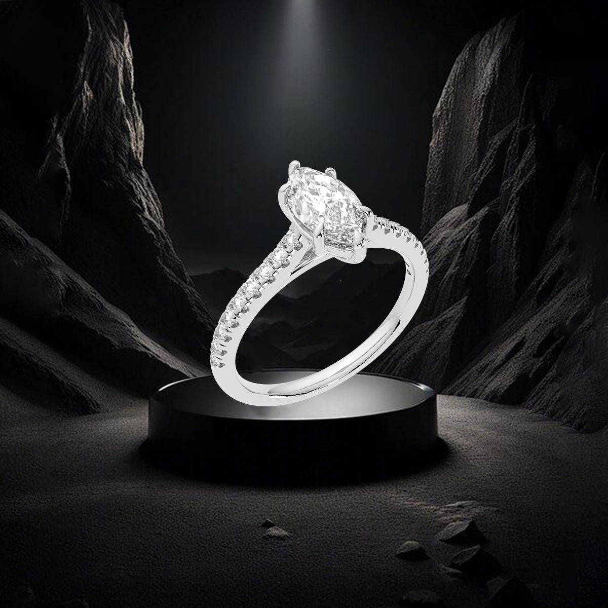 Solitaire 925 Silver Marquise Ring