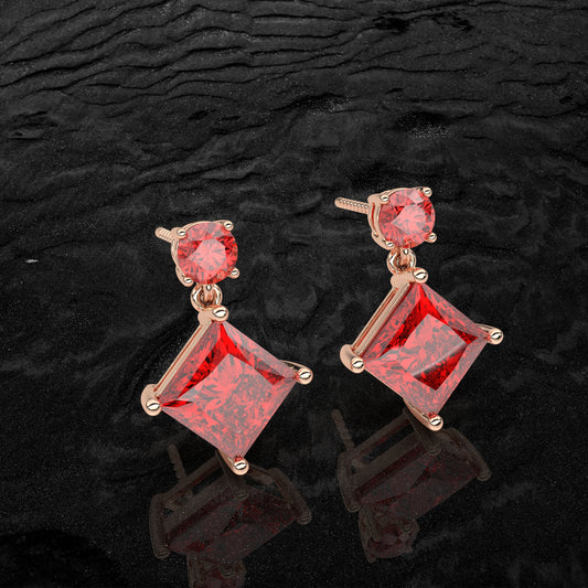 Ruby rose gold Empire 925 Silver Earring