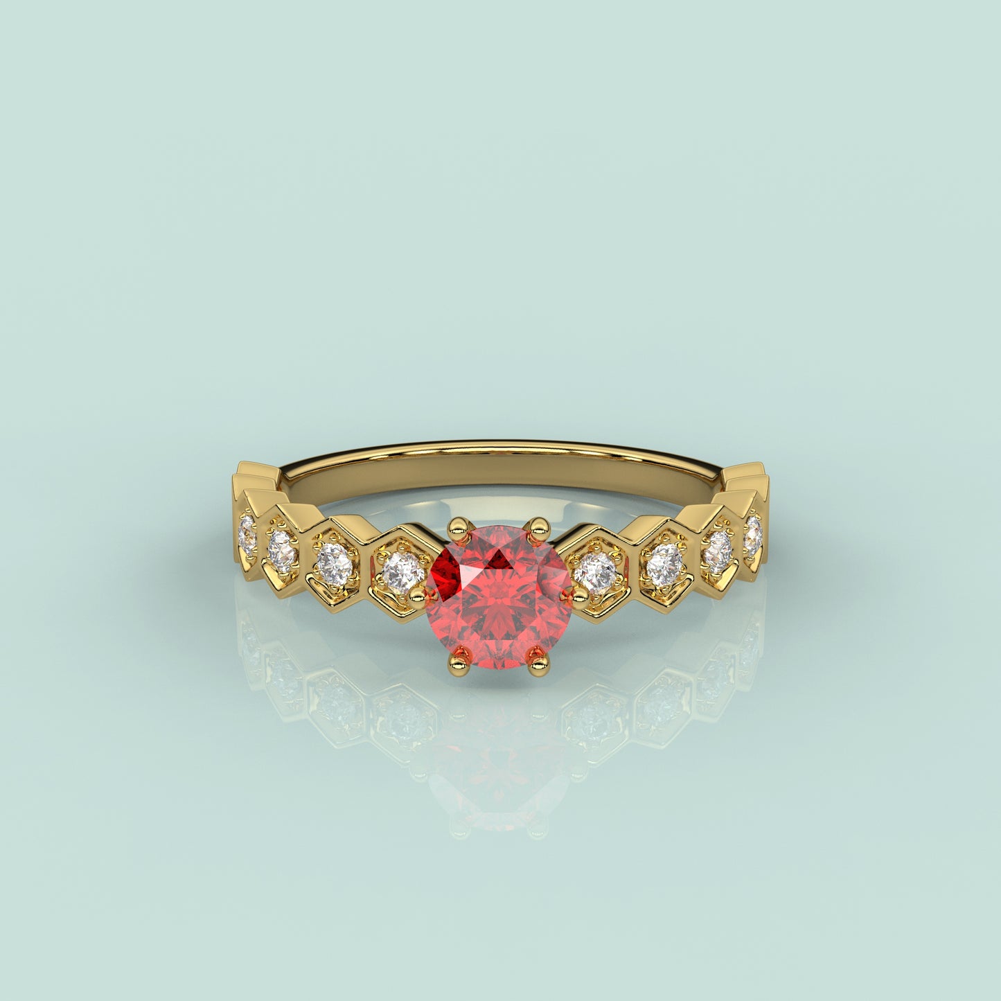 Yellow gold Ayanik Ruby 925 Silver Ring