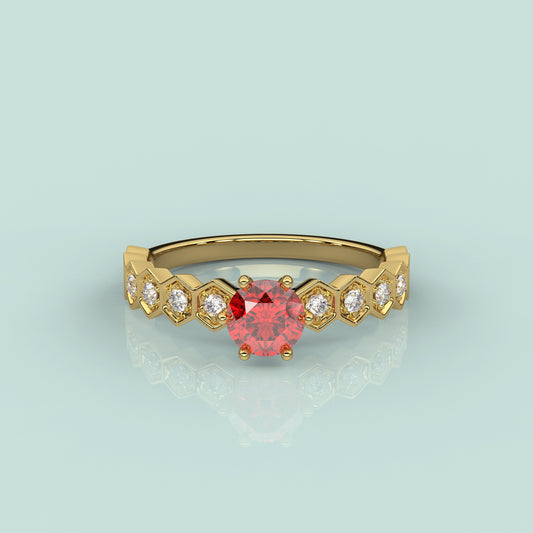 Yellow gold Ayanik Ruby 925 Silver Ring