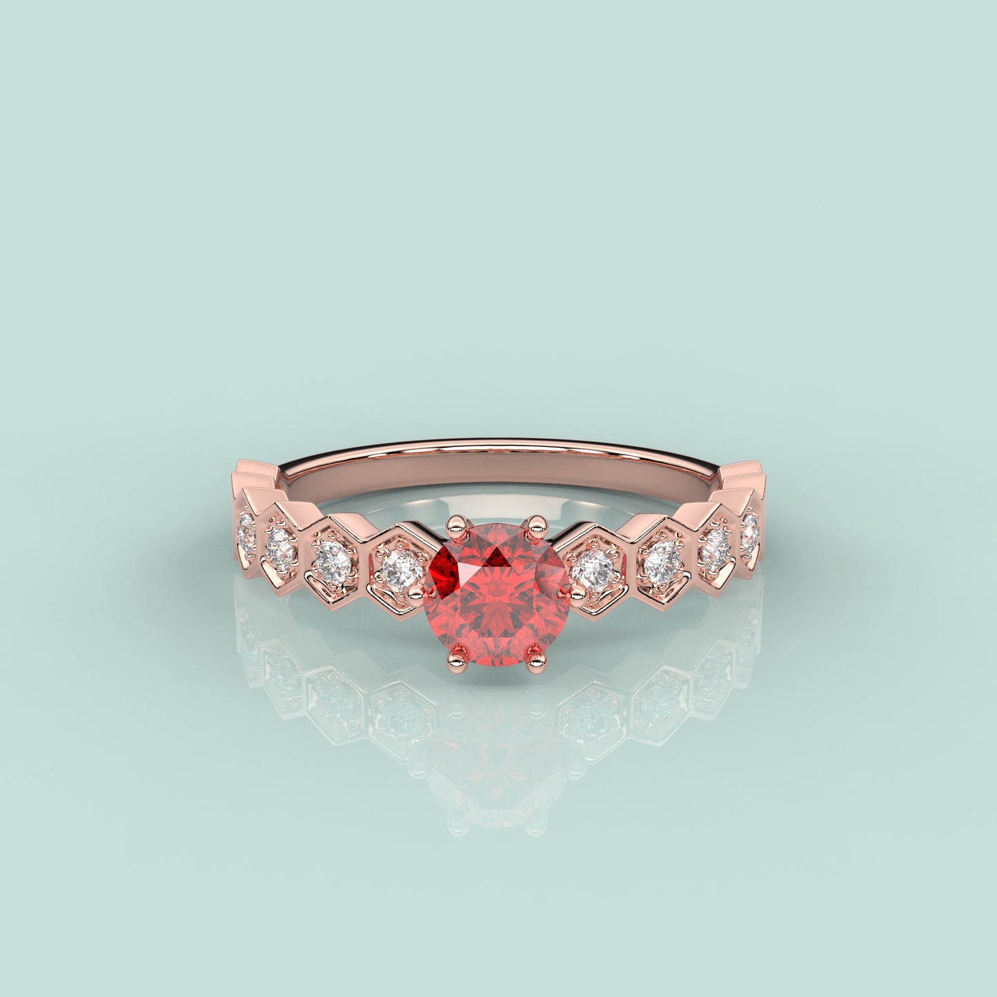 Rose gold Yanik Ruby 925 Silver Ring