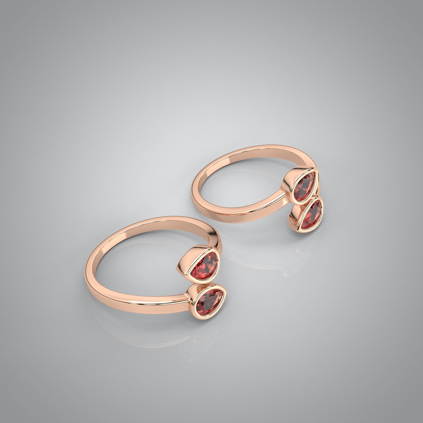 Bypass pear Rose gold Adjustable 925 Silver Toe Ring