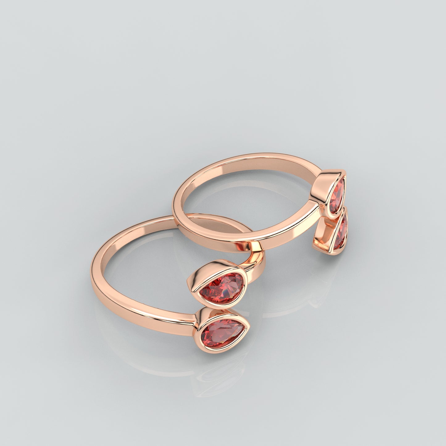 Bypass pear Rose gold Adjustable 925 Silver Toe Ring