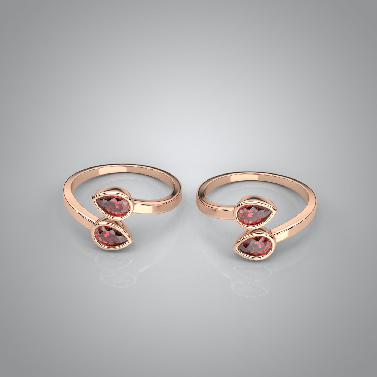 Bypass pear Rose gold Adjustable 925 Silver Toe Ring