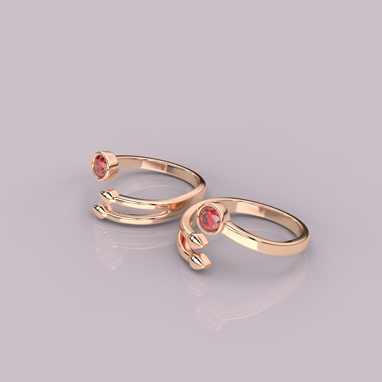 Red ruby gold Adjustable 925 Silver Toe Ring