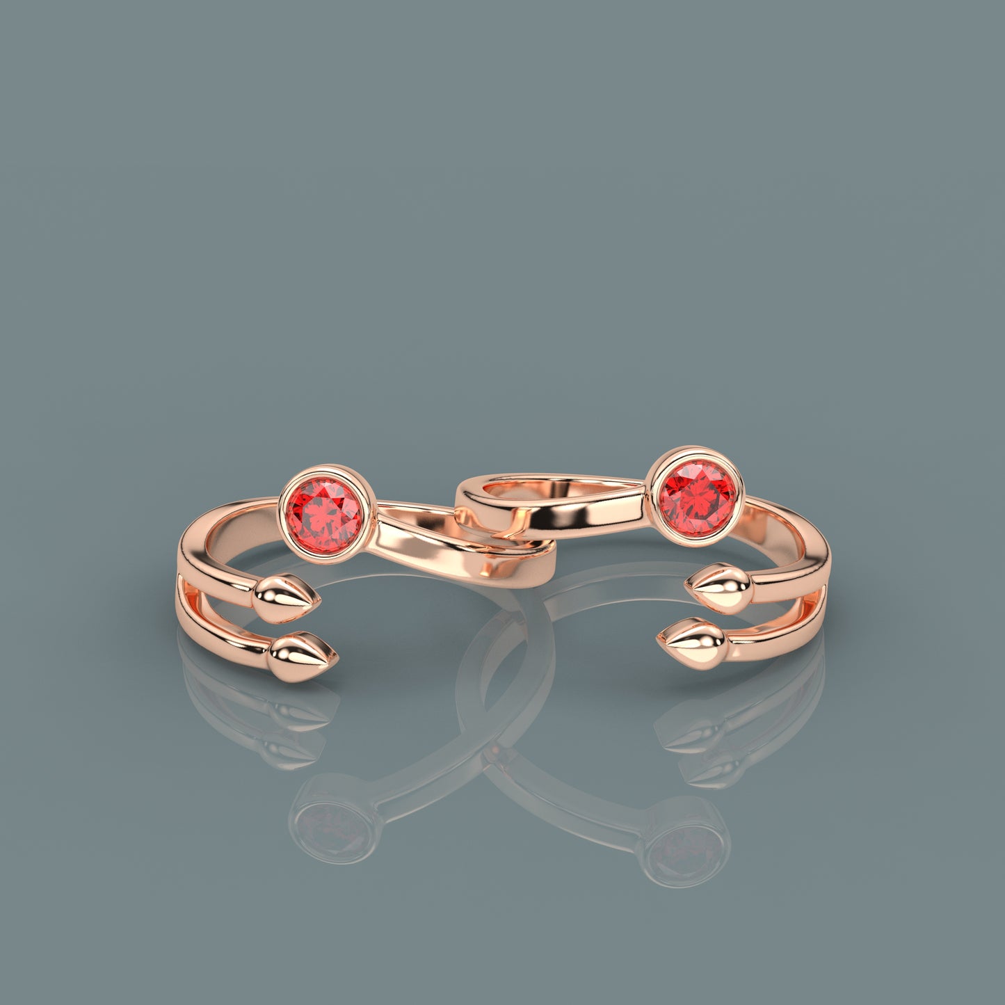 Red ruby gold Adjustable 925 Silver Toe Ring