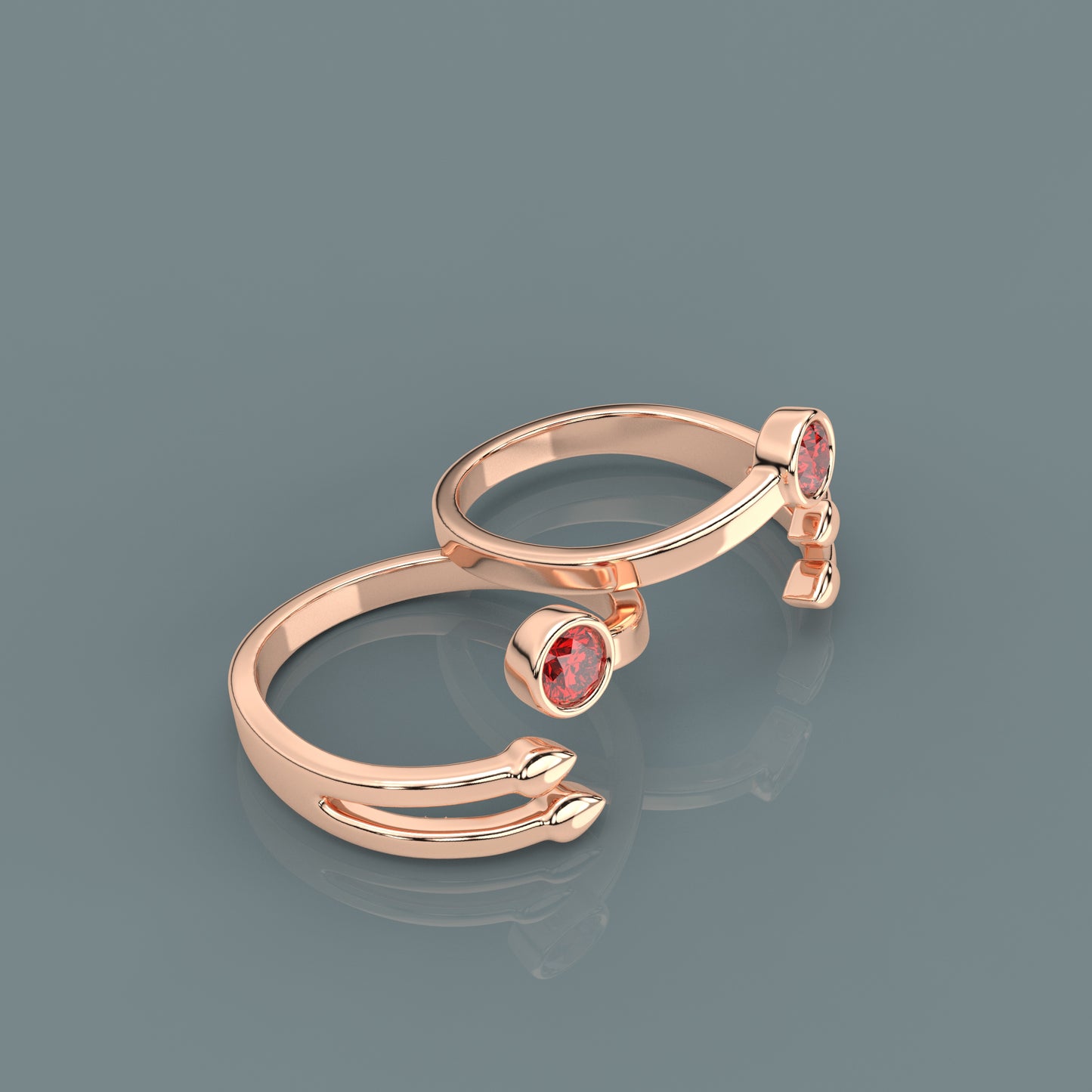 Red ruby gold Adjustable 925 Silver Toe Ring