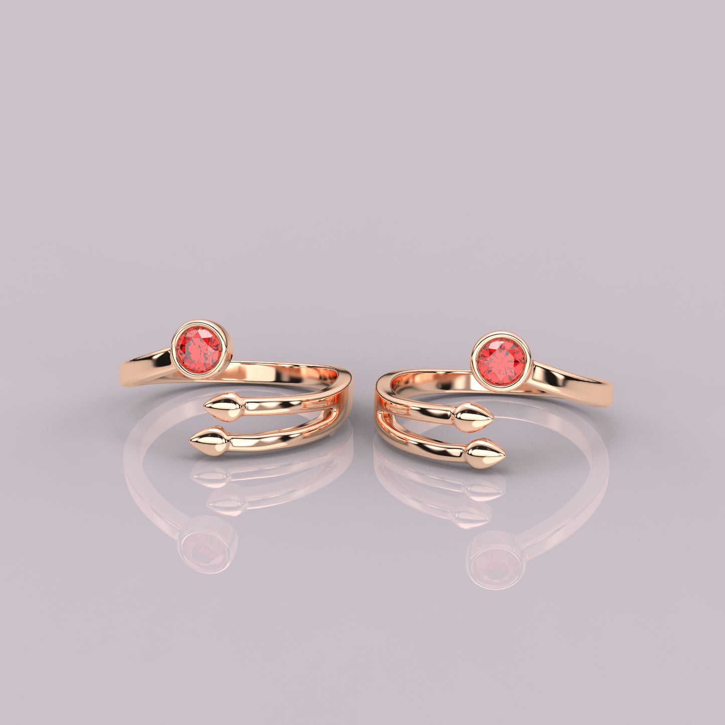 Red ruby gold Adjustable 925 Silver Toe Ring